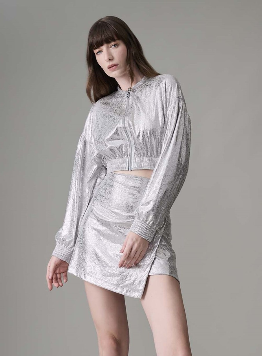 Jacket | Triton Metallic Cropped Jacket