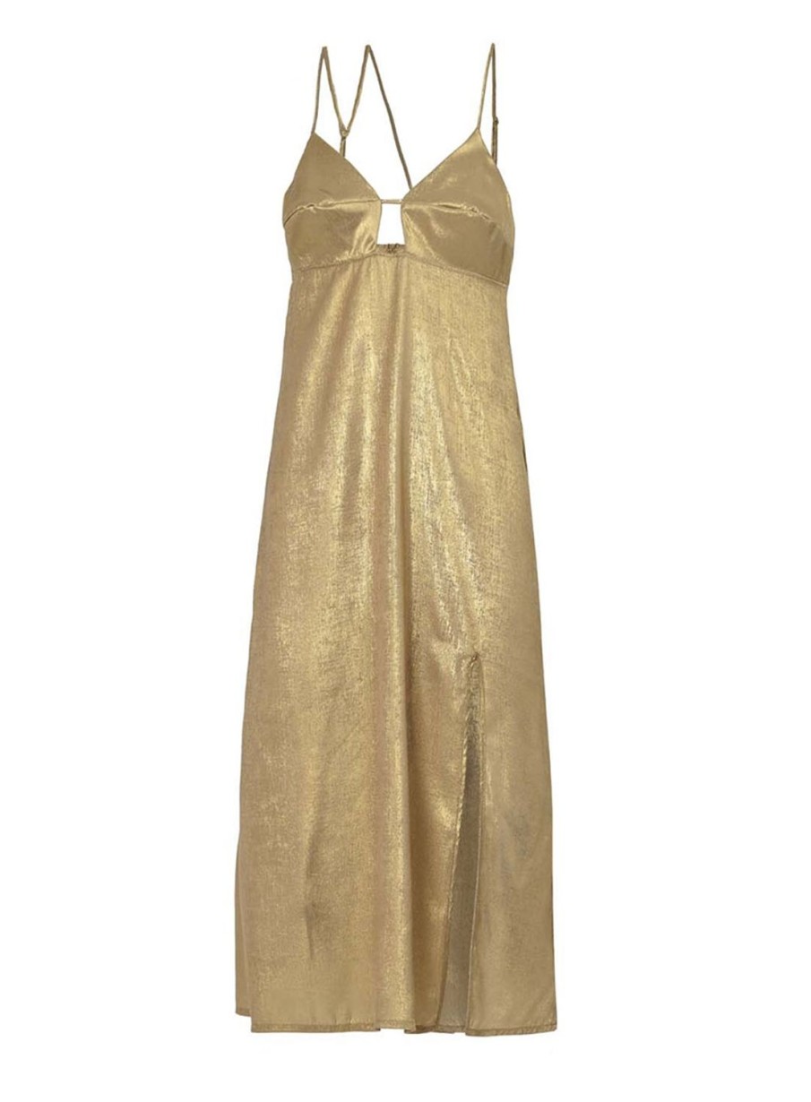 Dress | Triton Midi Dress With Metallic Asymmetrical Strap