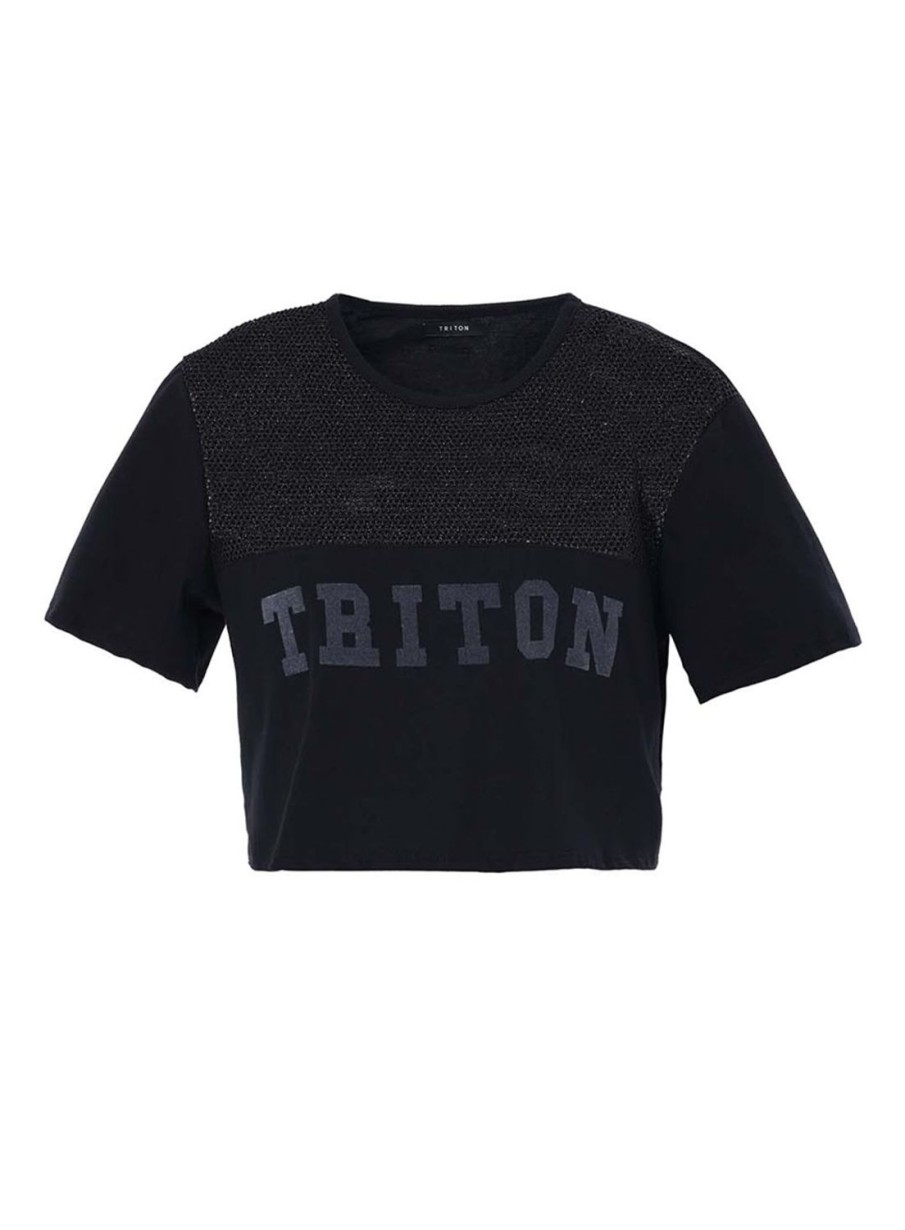 T-Shirt | Triton Metallic Canvas Detail T-Shirt