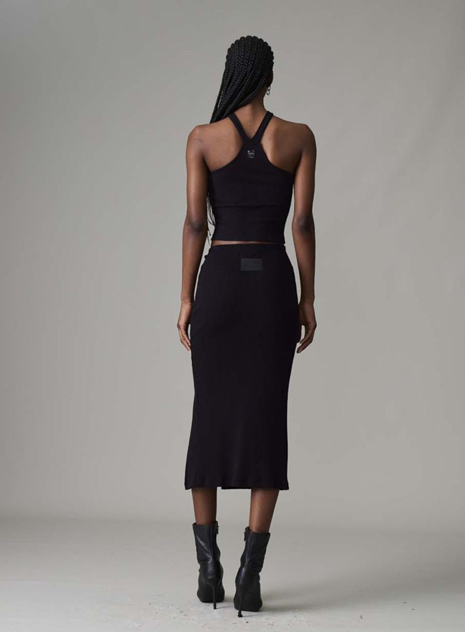 Skirt | Triton Midi Skirt With Ribbed Slit