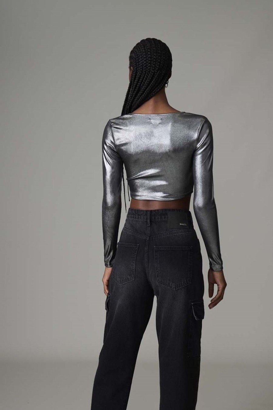 Blouse | Triton Metallic Cropped Blouse